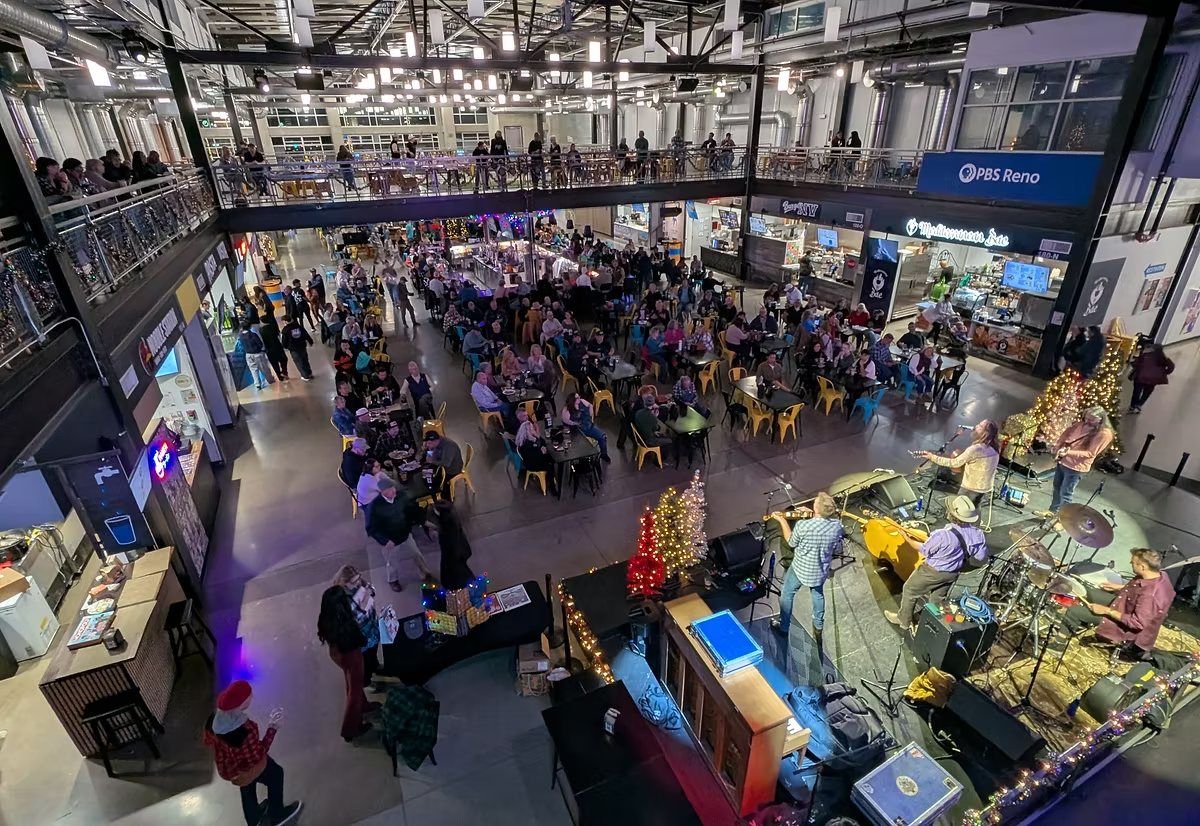 Live music and a full house in the Reno Public Market food hall